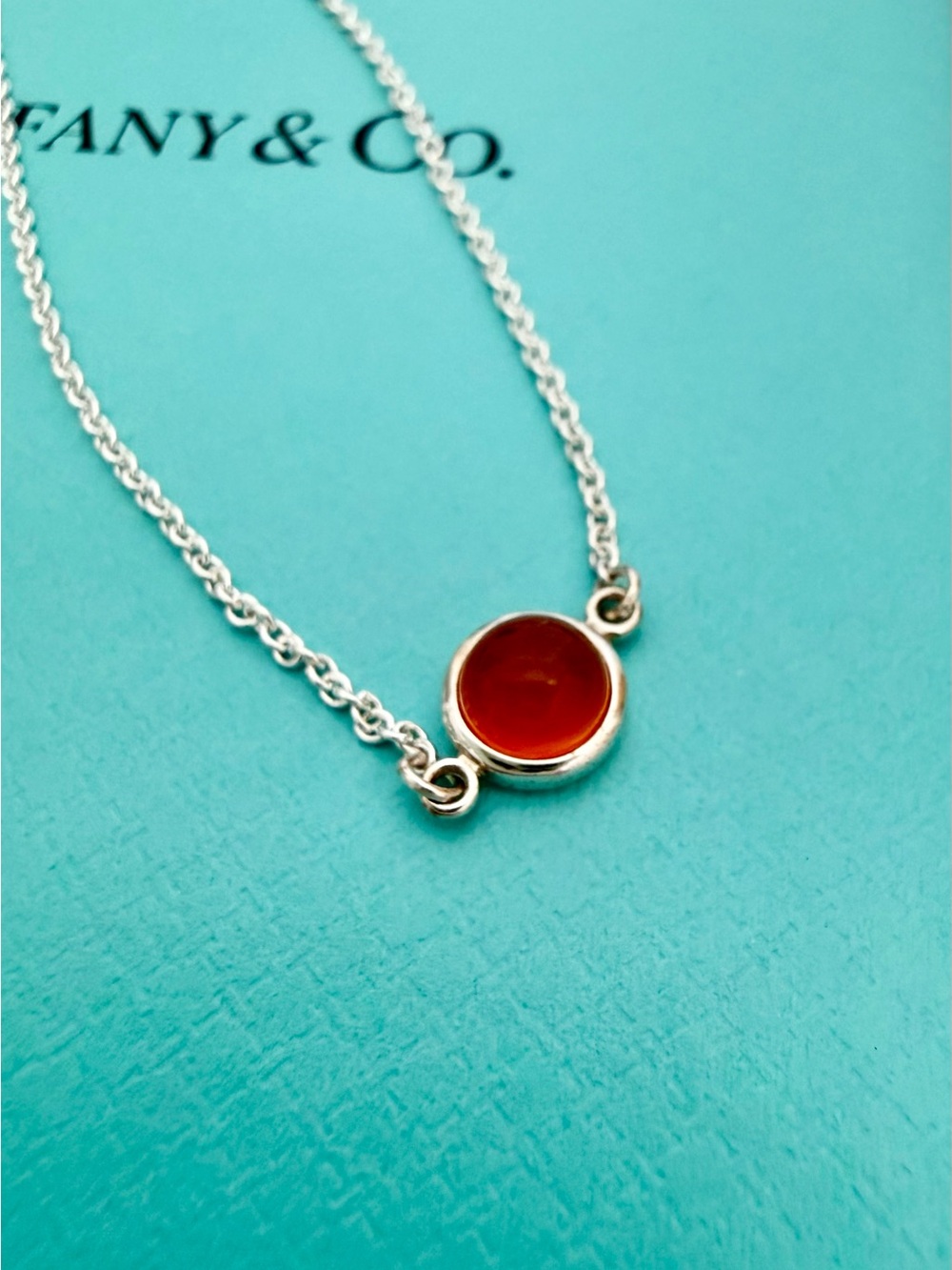 Tiffany Co Sterling Sliver Color By The Yard Orange Chalcedony Bracelet 7 in